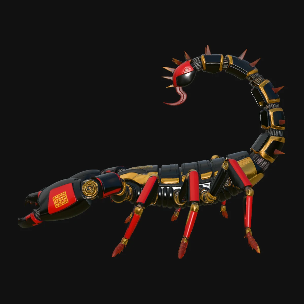 Crimson Mech Scorpion Statue Design 1