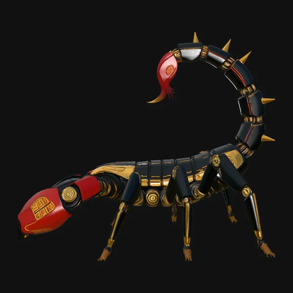 Crimson Mech Scorpion Statue Design 2