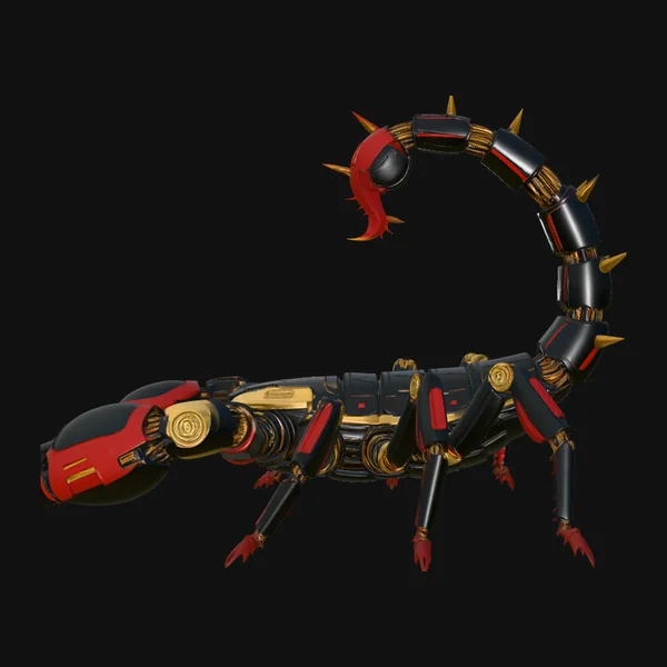 Crimson Mech Scorpion Statue Design 3
