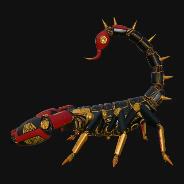 Crimson Mech Scorpion Statue Design 4