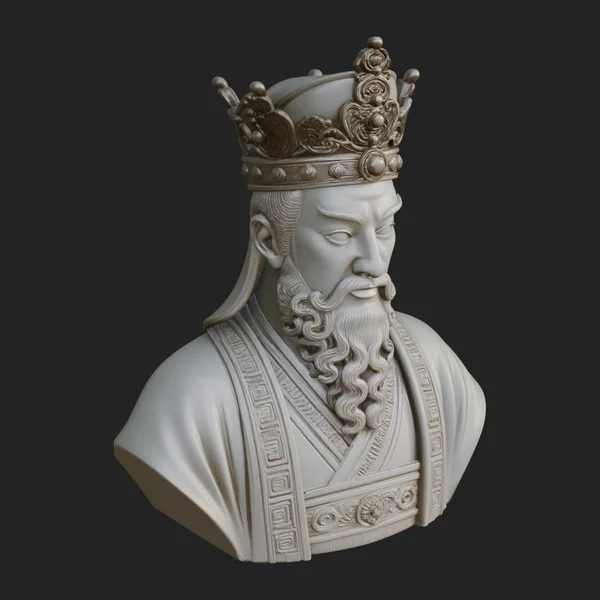 Crowned Bearded King Bust Statue Design 1