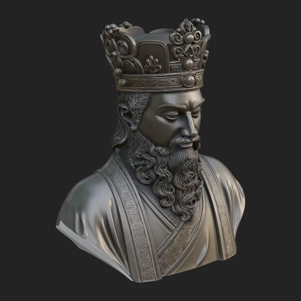 Crowned Bearded King Bust Statue Design 2