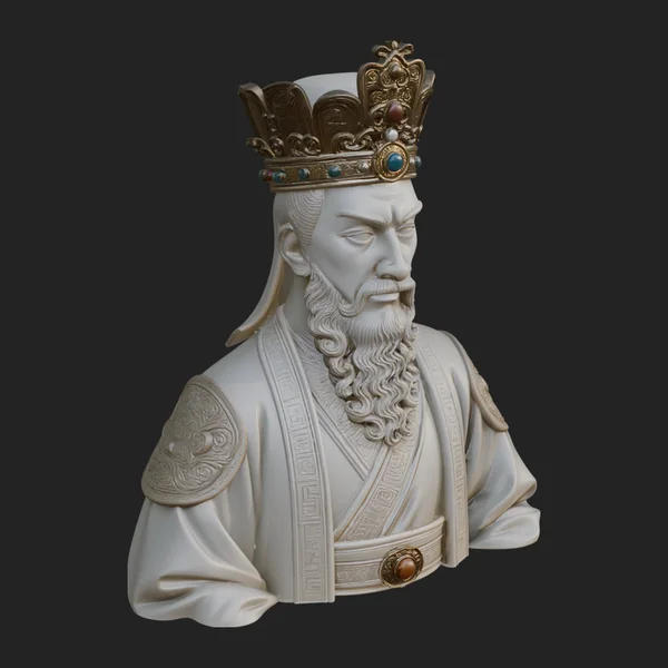 Crowned Bearded King Bust Statue Design 3
