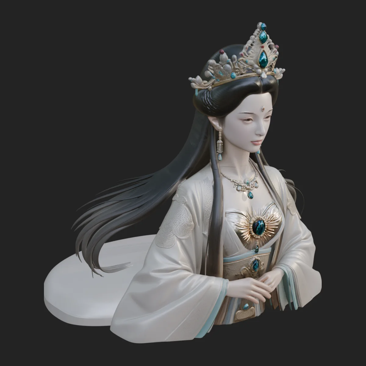 Crowned Chinese Woman Bust Statue Design 3
