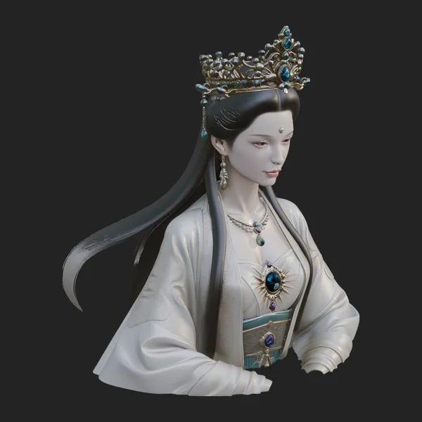 Crowned Chinese Woman Bust Statue Design 4