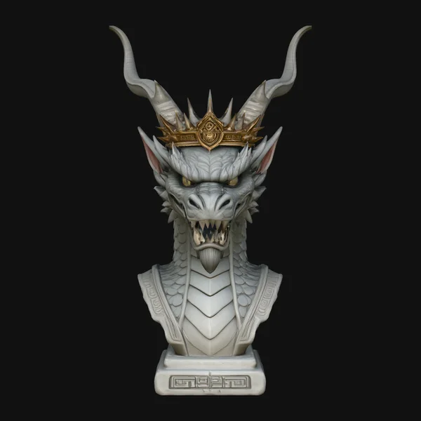 Crowned Dragon Bust Statue Design 1