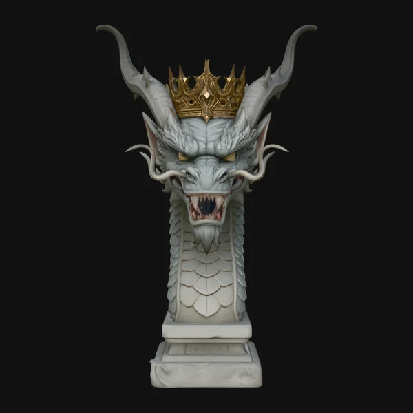 Crowned Dragon Bust Statue Design 2