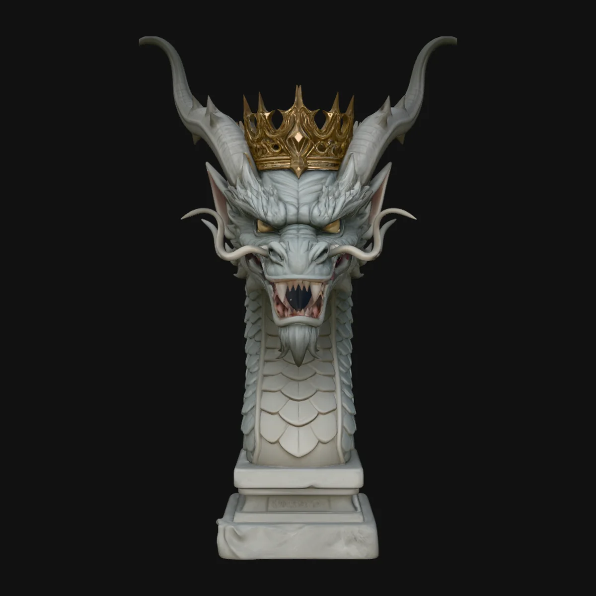 Crowned Dragon Bust Statue Design 2