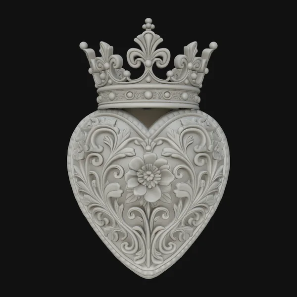 Crowned Filigree Heart Ornament Design 1