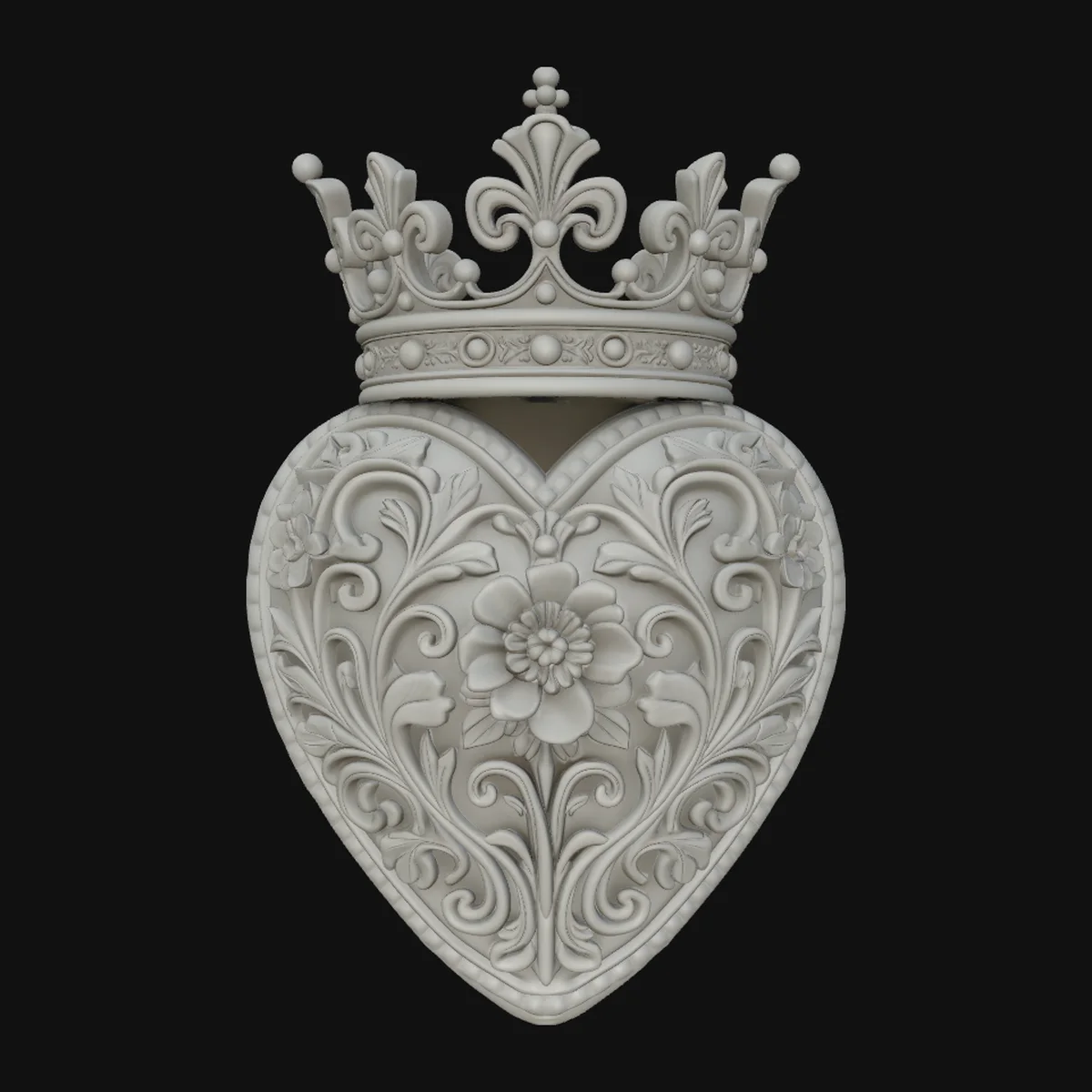 Crowned Filigree Heart Ornament Design 1