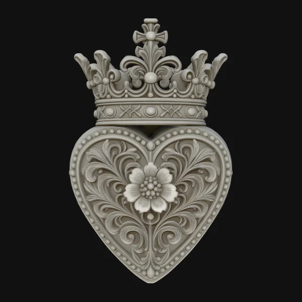 Crowned Filigree Heart Ornament Design 2