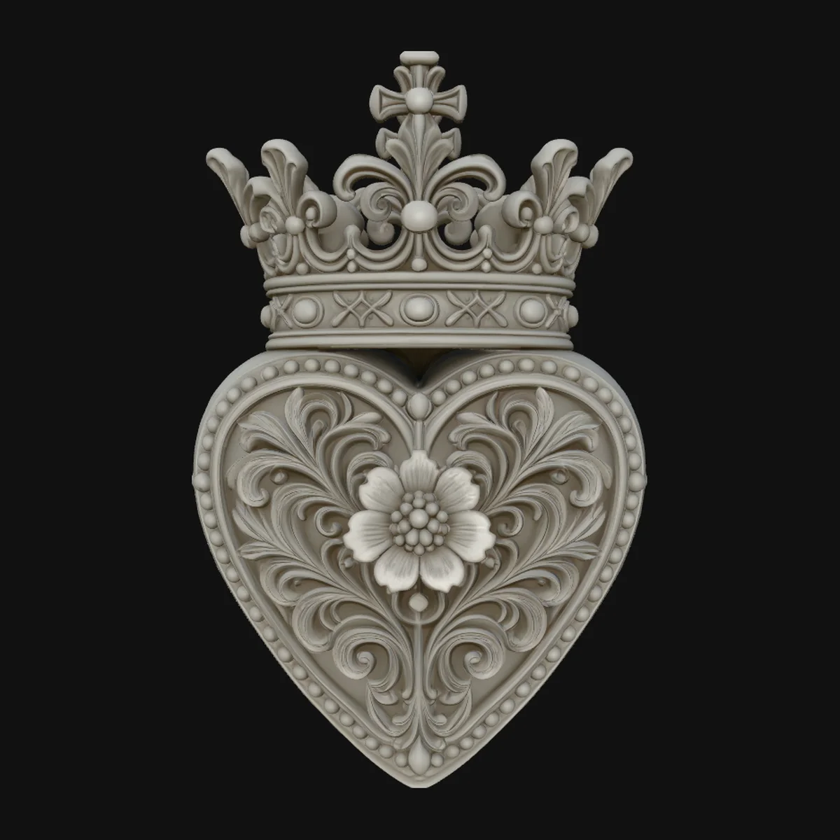 Crowned Filigree Heart Ornament Design 2