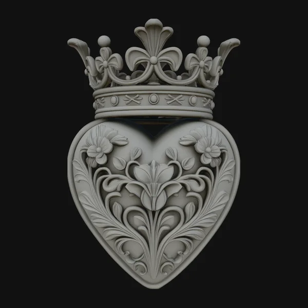 Crowned Filigree Heart Ornament Design 3