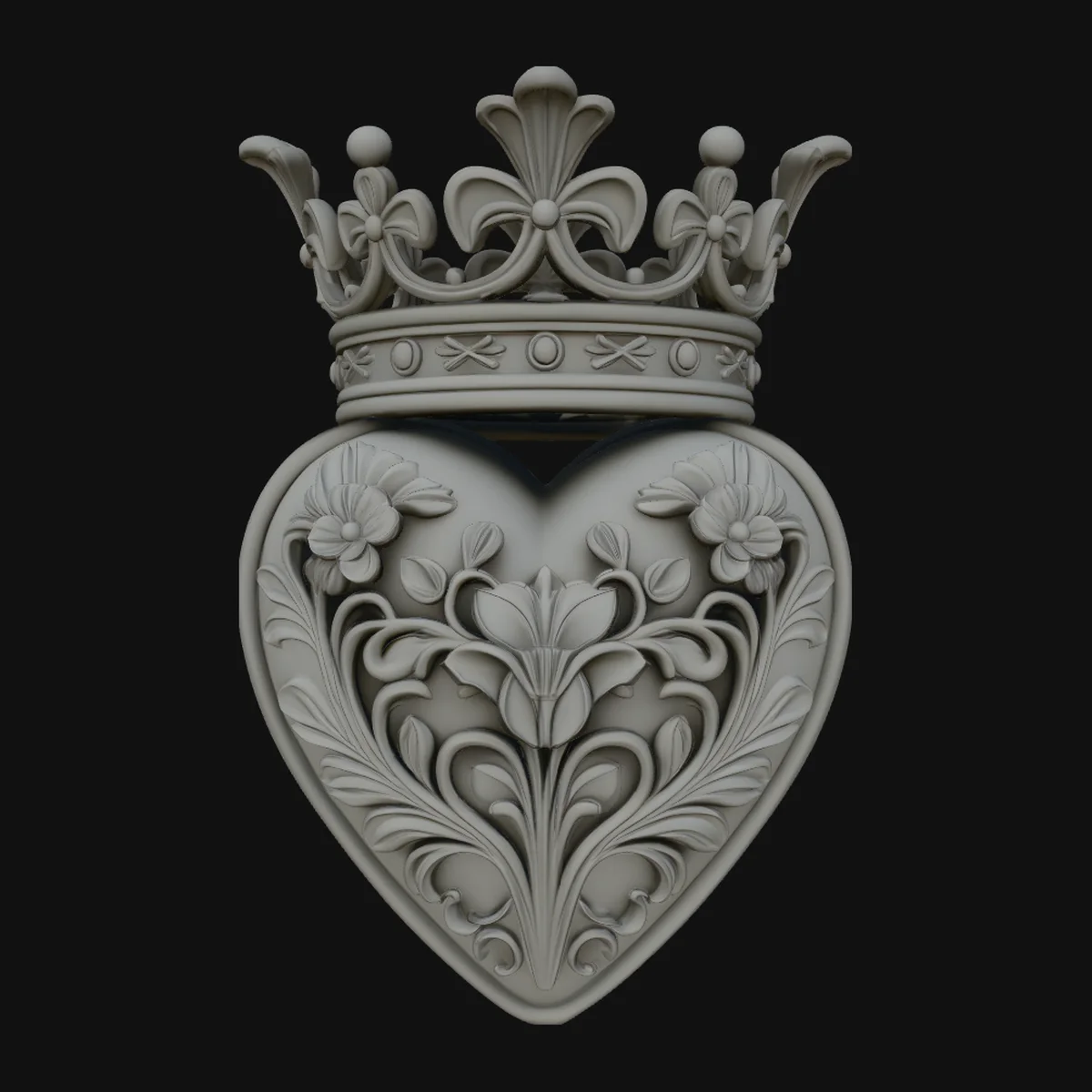 Crowned Filigree Heart Ornament Design 3