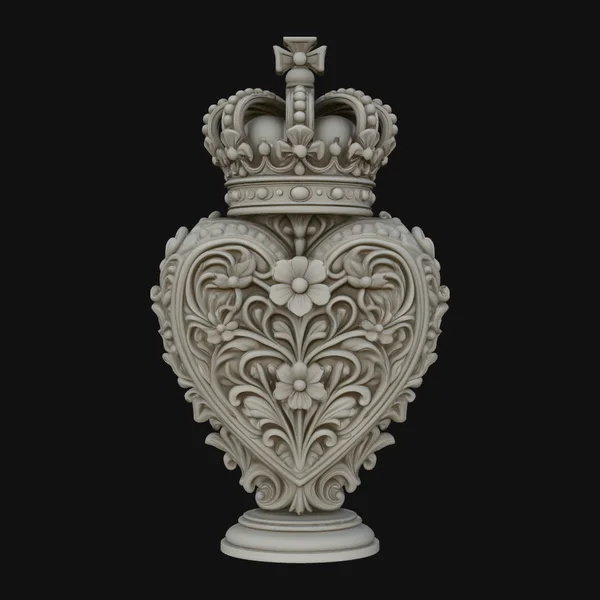 Crowned Filigree Heart Ornament Design 4