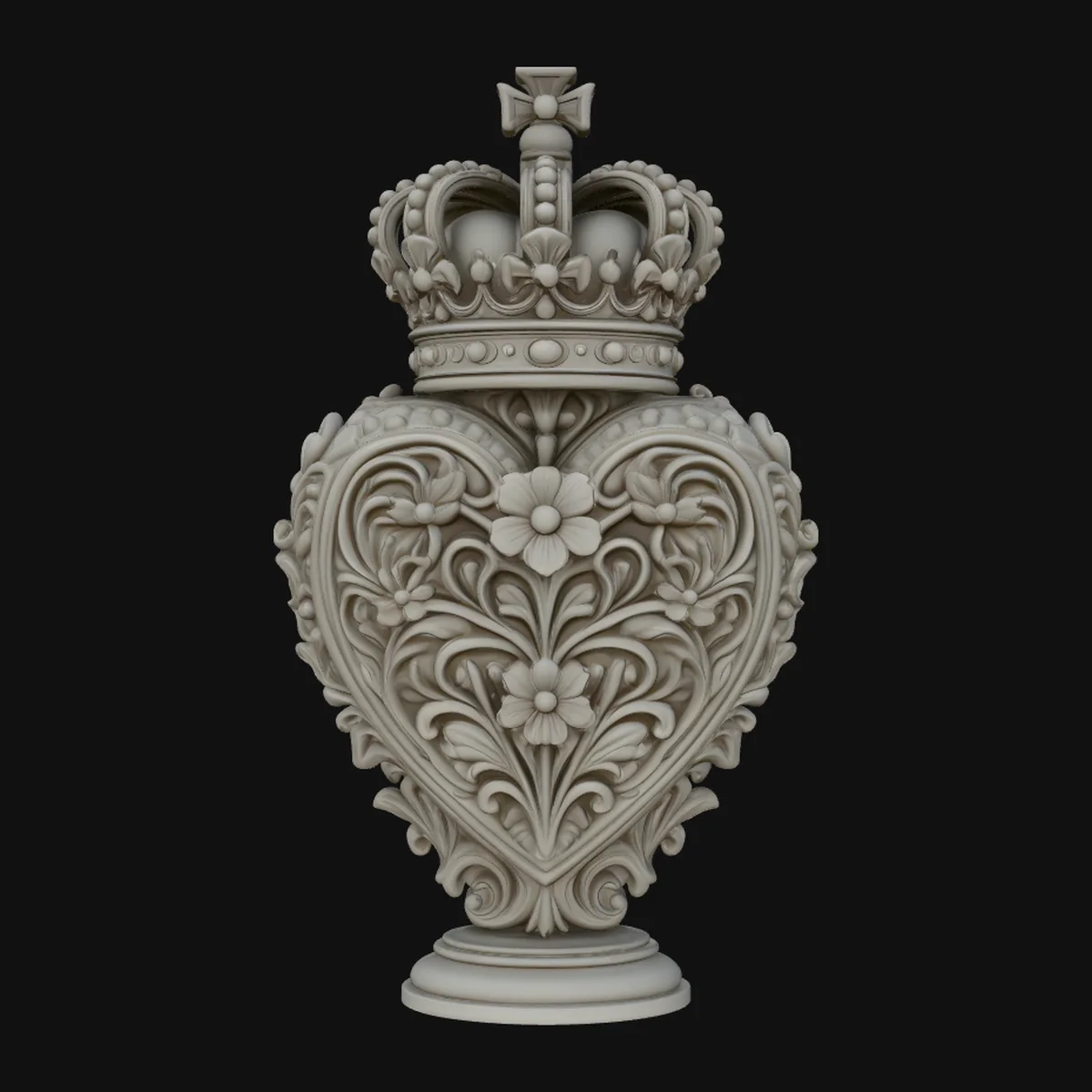 Crowned Filigree Heart Ornament Design 4