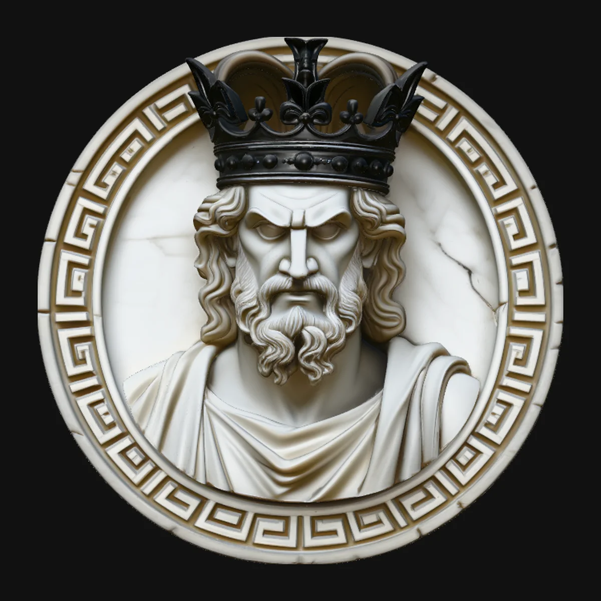 Crowned King Relief Medallion Pendant Design 1