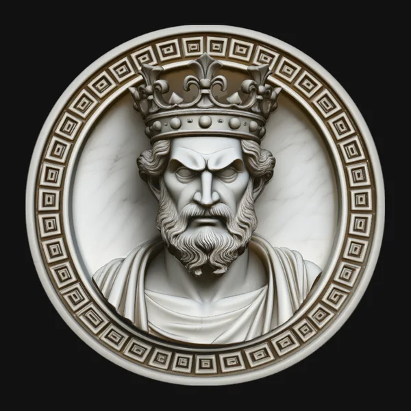 Crowned King Relief Medallion Pendant Design 2