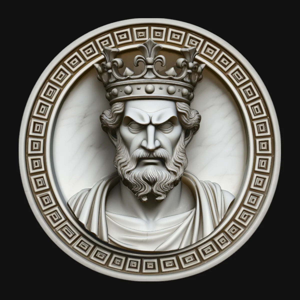 Crowned King Relief Medallion Pendant Design 2