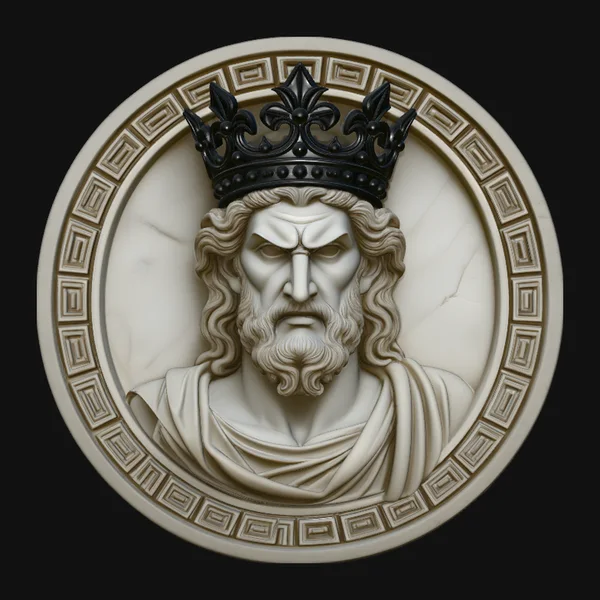 Crowned King Relief Medallion Pendant Design 3