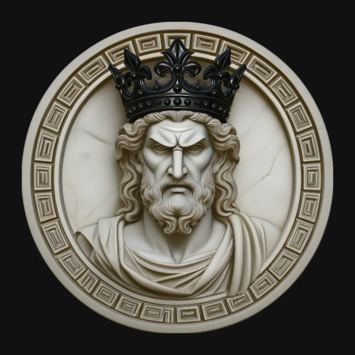 Crowned King Relief Medallion Pendant Design 3