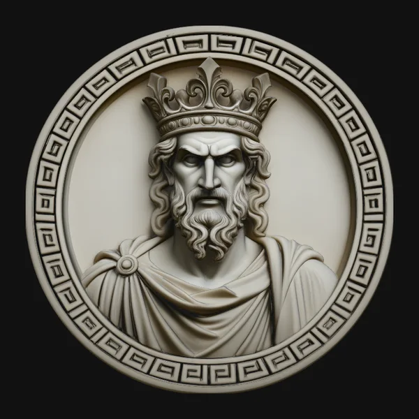 Crowned King Relief Medallion Pendant Design 4