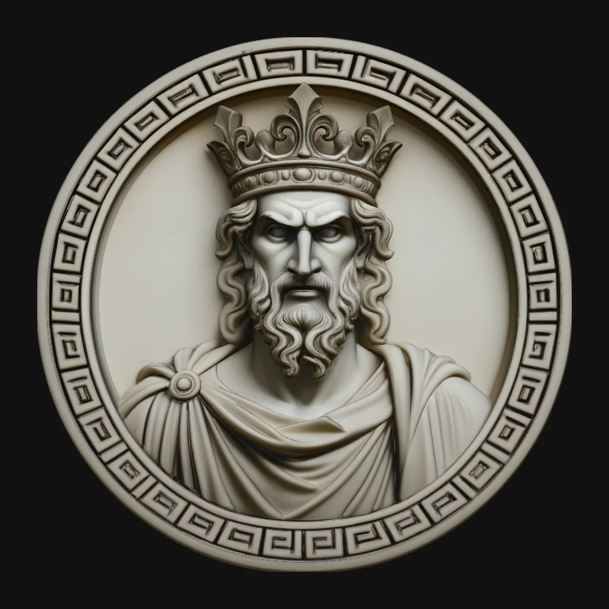 Crowned King Relief Medallion Pendant Design 4