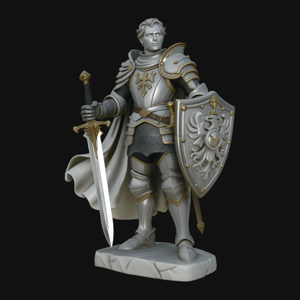Crowned Knight King Statue Design 2