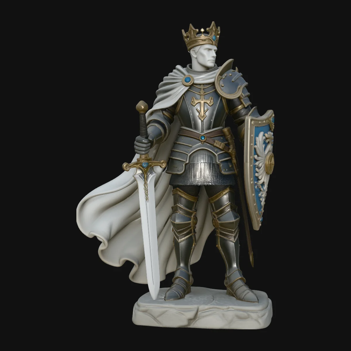 Crowned Knight King Statue Design 3