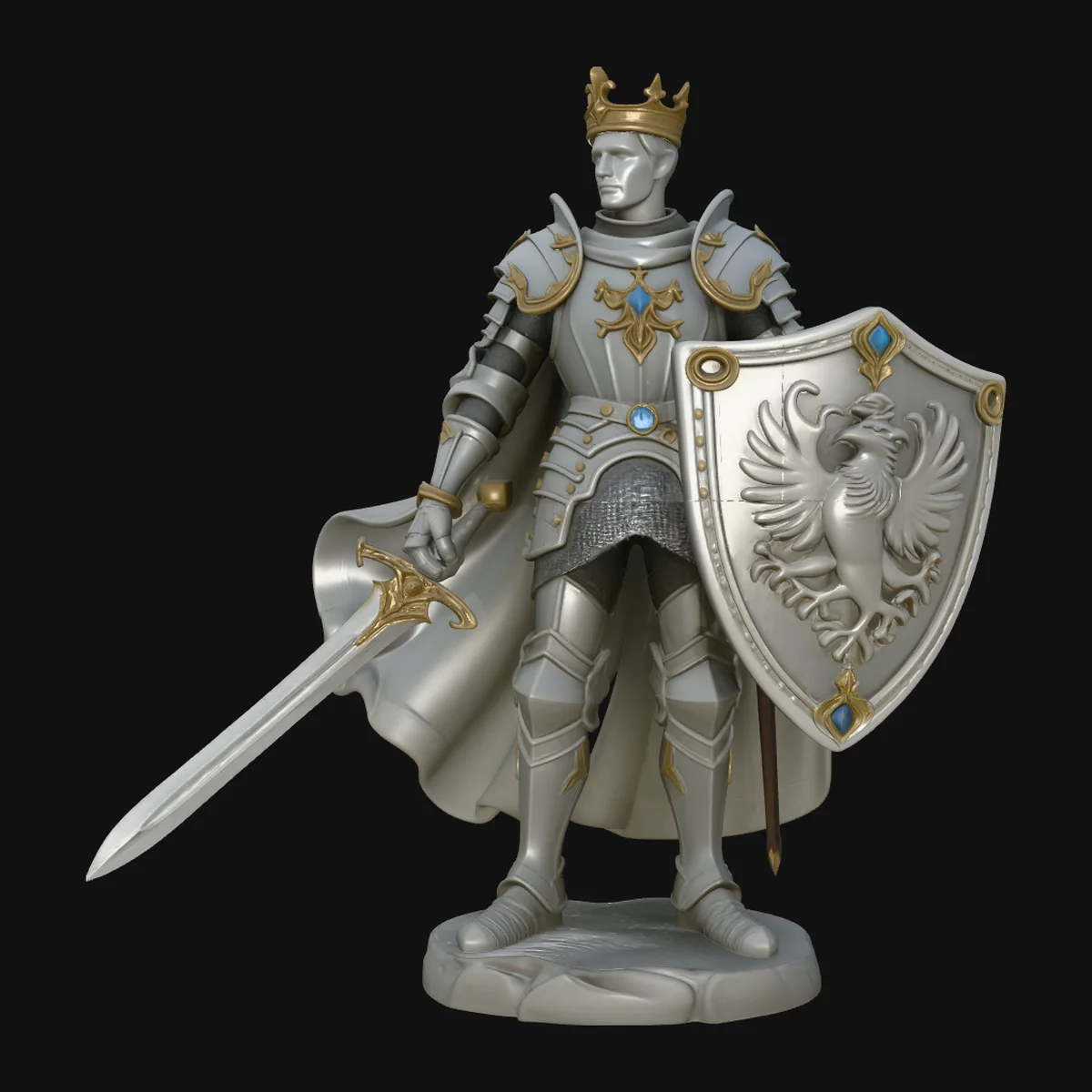 Crowned Knight King Statue Design 4