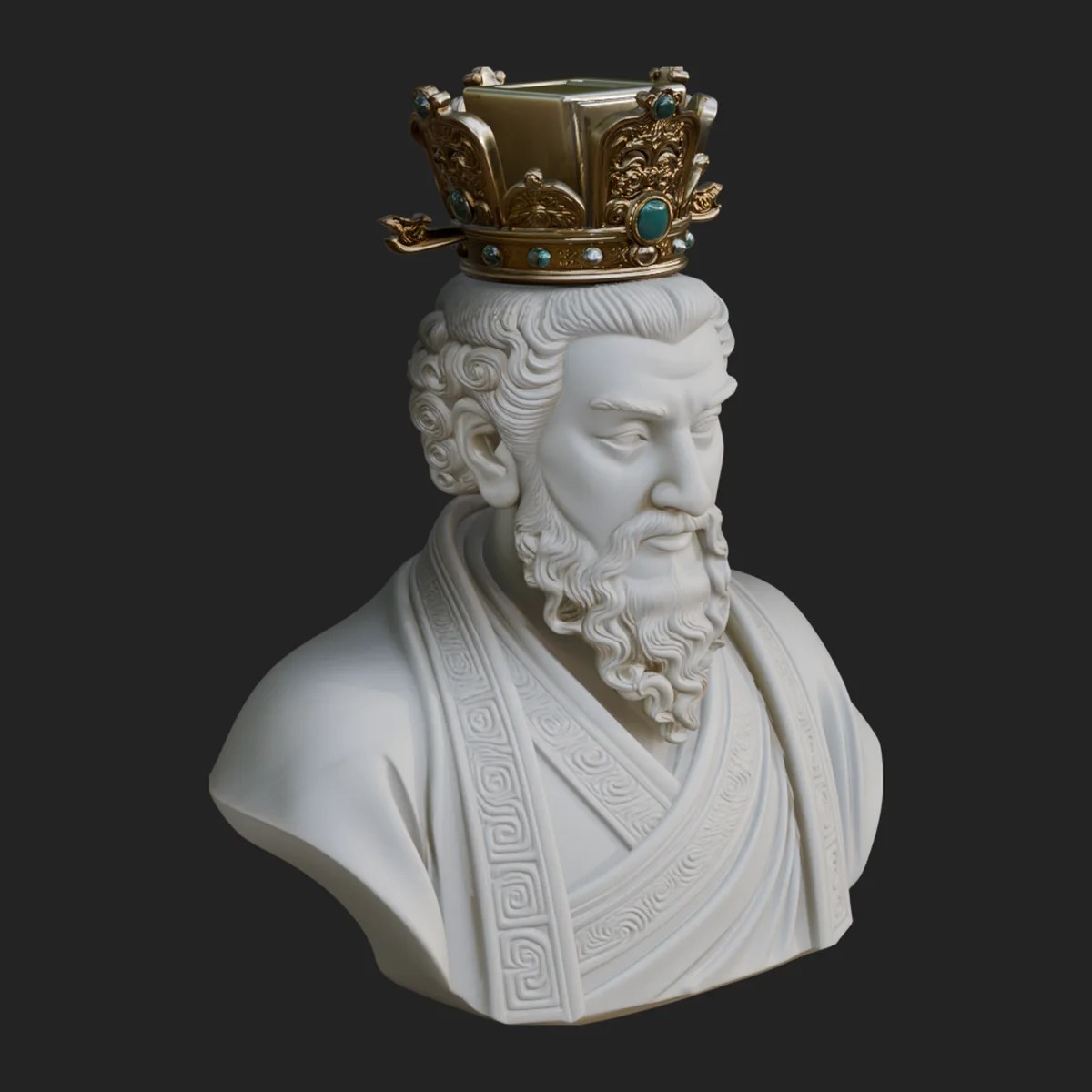 Crowned Philosopher Bust Statue Design 1
