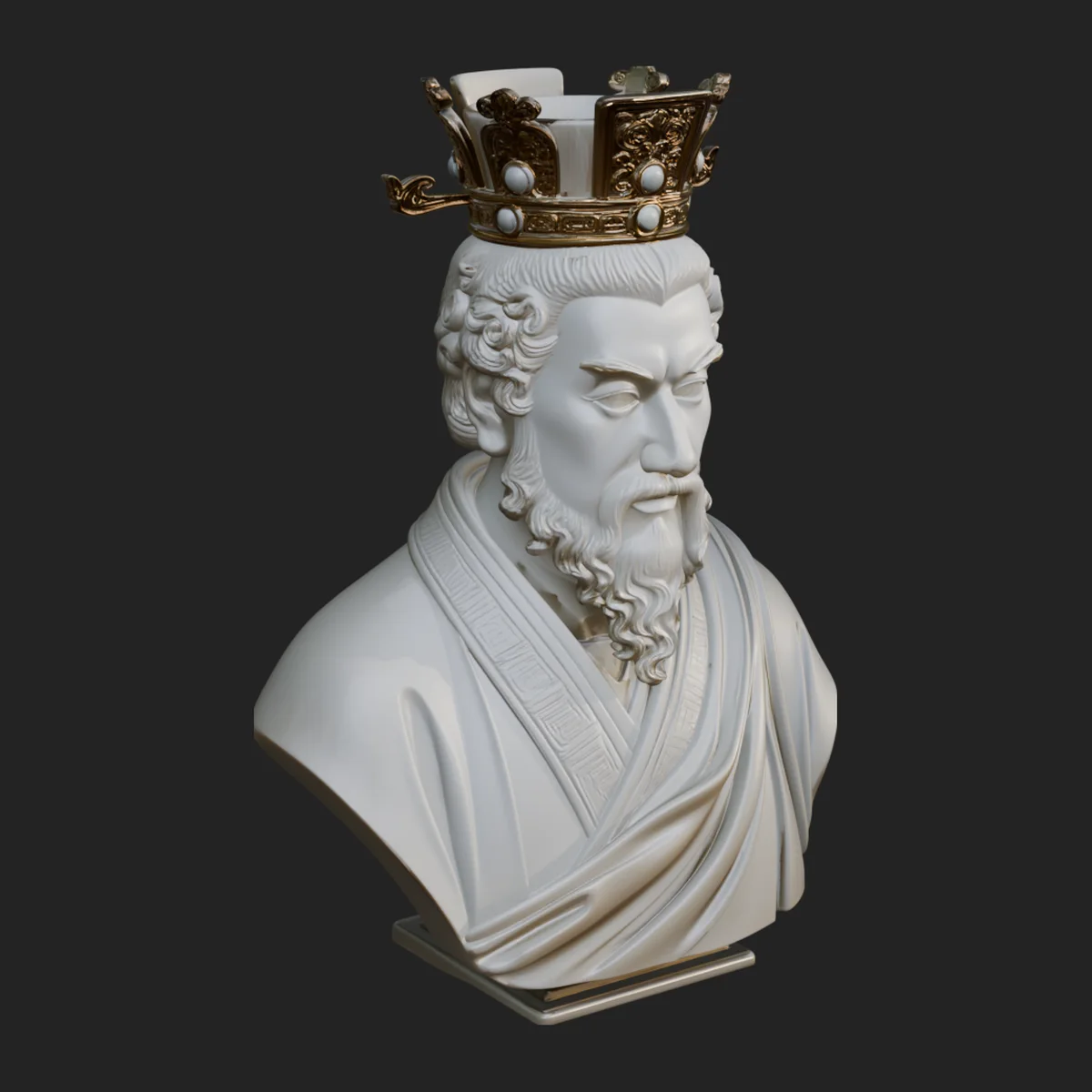 Crowned Philosopher Bust Statue Design 3