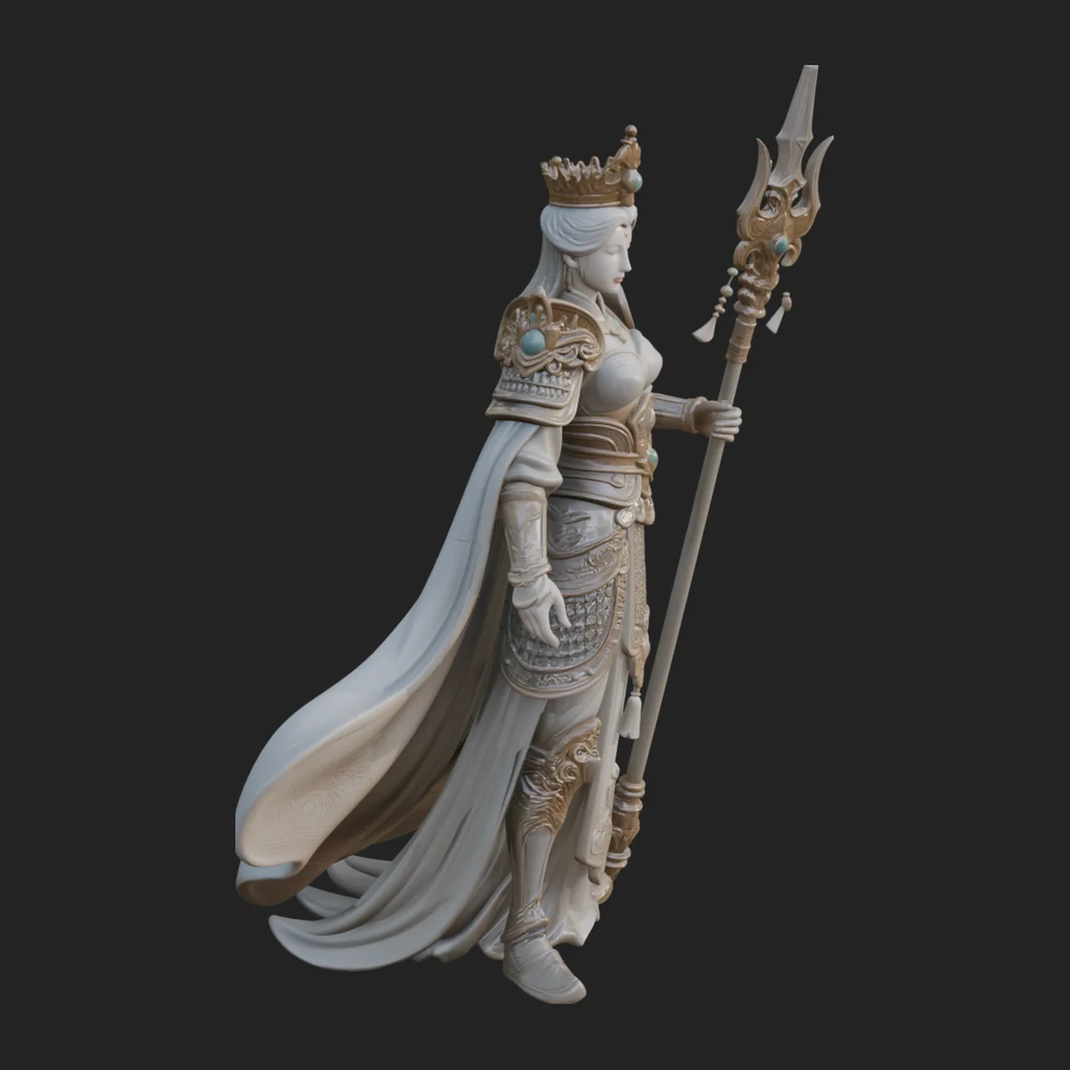 Crowned Queen with Spear Statue Design 2
