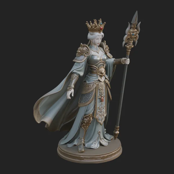 Crowned Queen with Spear Statue Design 4