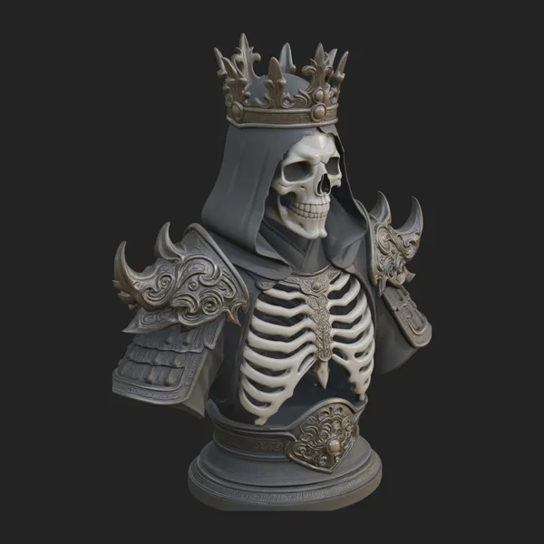 Crowned Skeleton King Bust Statue Design 11