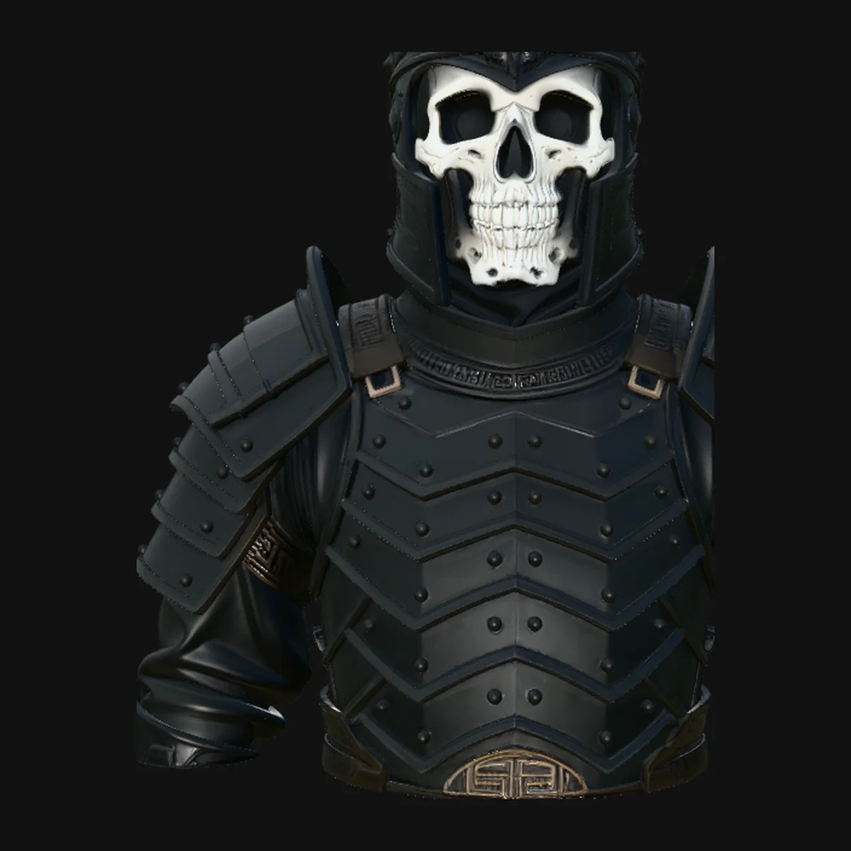 Crowned Skull Armor Bust Statue Design 1