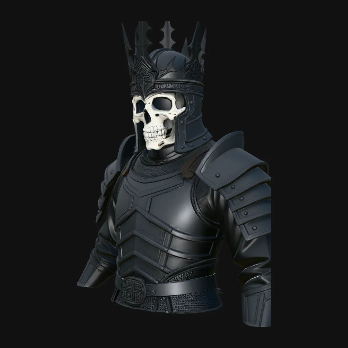 Crowned Skull Armor Bust Statue Design 2