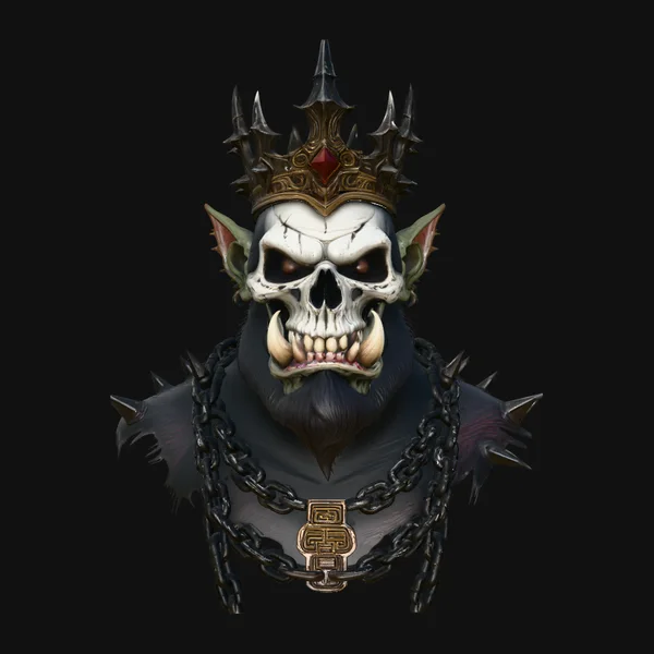 Crowned Skull Warlord Bust Statue Design 3