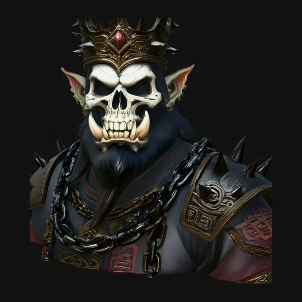 Crowned Skull Warlord Bust Statue Design 4