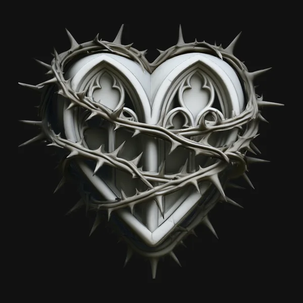 Crowned Thorn Heart Relief Statue Design 5