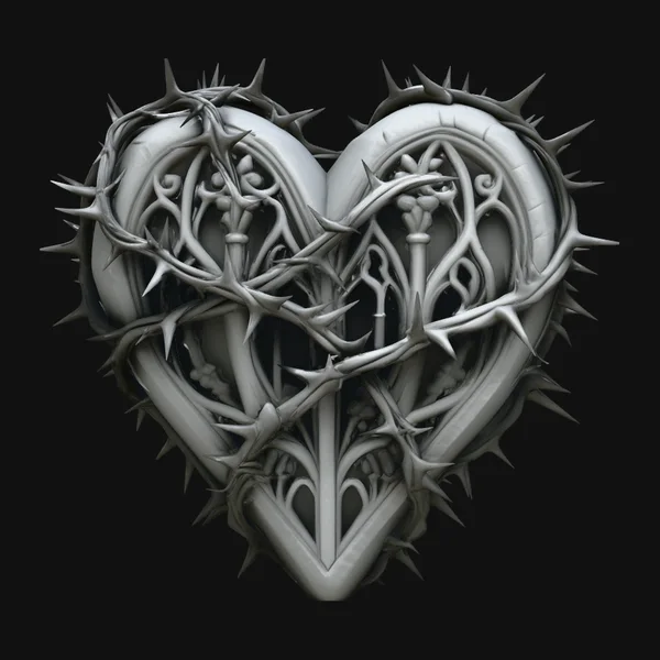 Crowned Thorn Heart Relief Statue Design 7