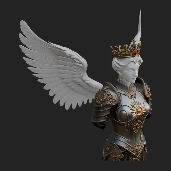 Crowned Winged Angel Bust Statue Design 8