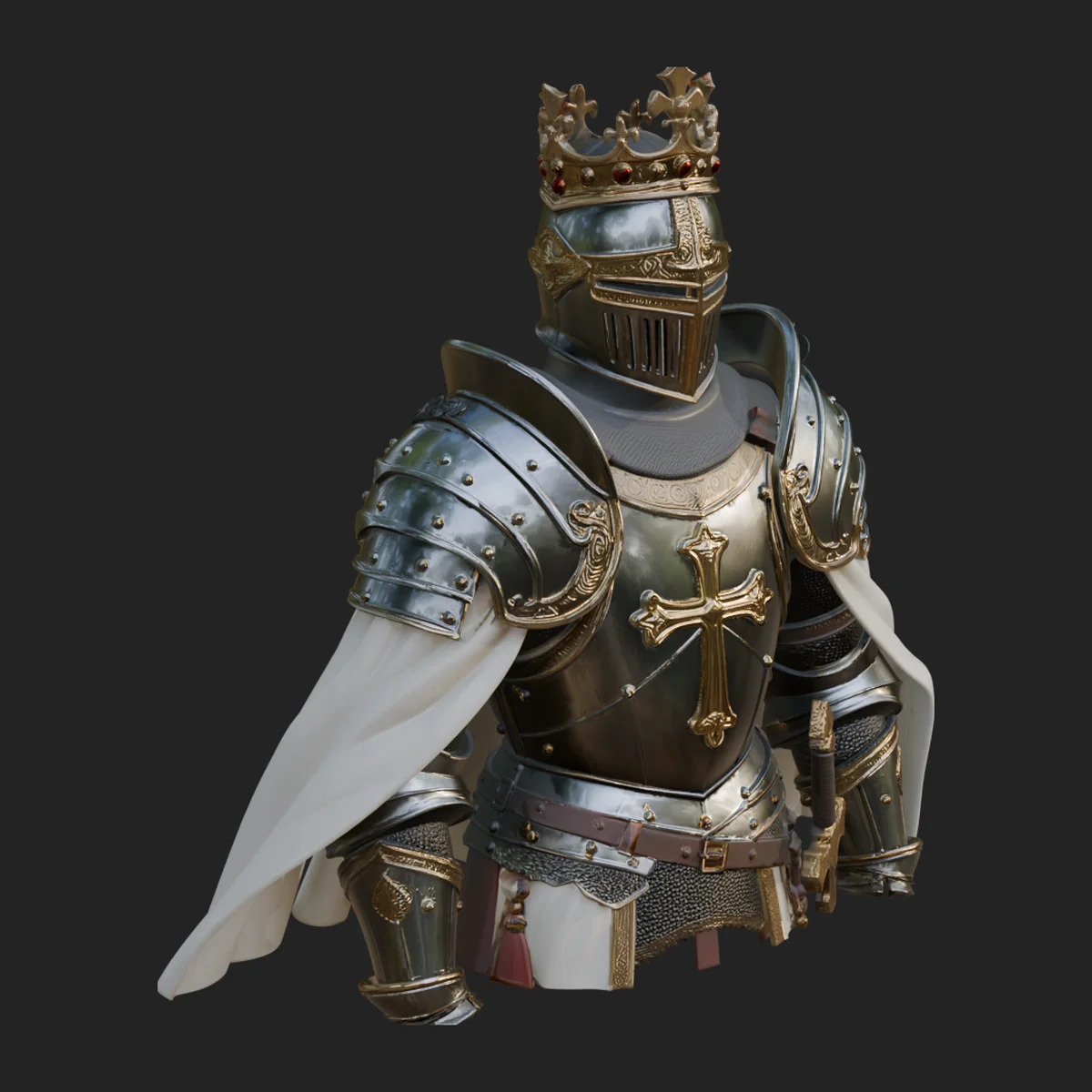 Crusader Knight Bust Statue Design 1