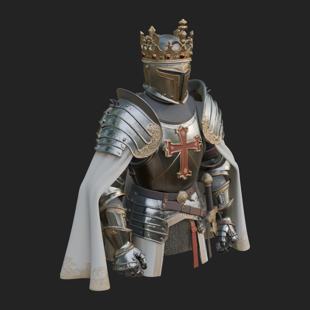 Crusader Knight Bust Statue Design 2
