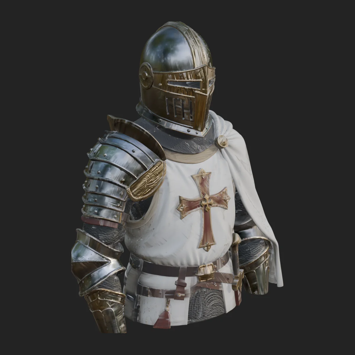 Crusader Knight Bust Statue Design 3