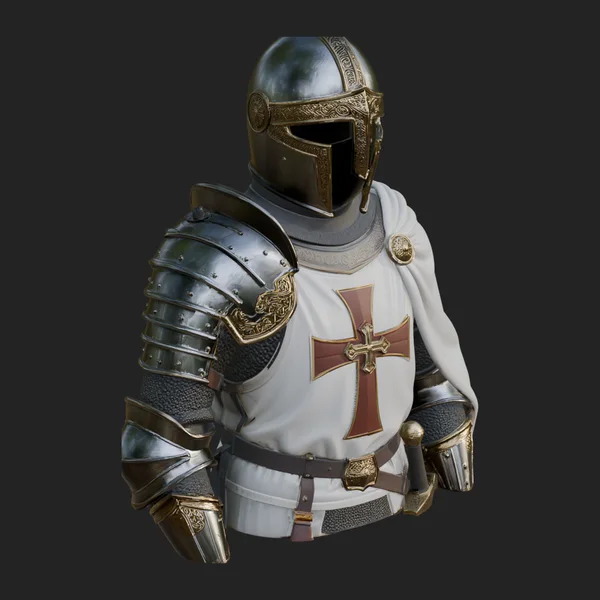 Crusader Knight Bust Statue Design 4