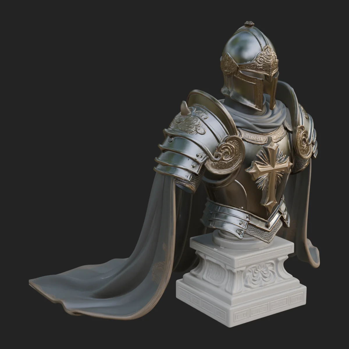 Crusader Knight Bust Statue Design 8