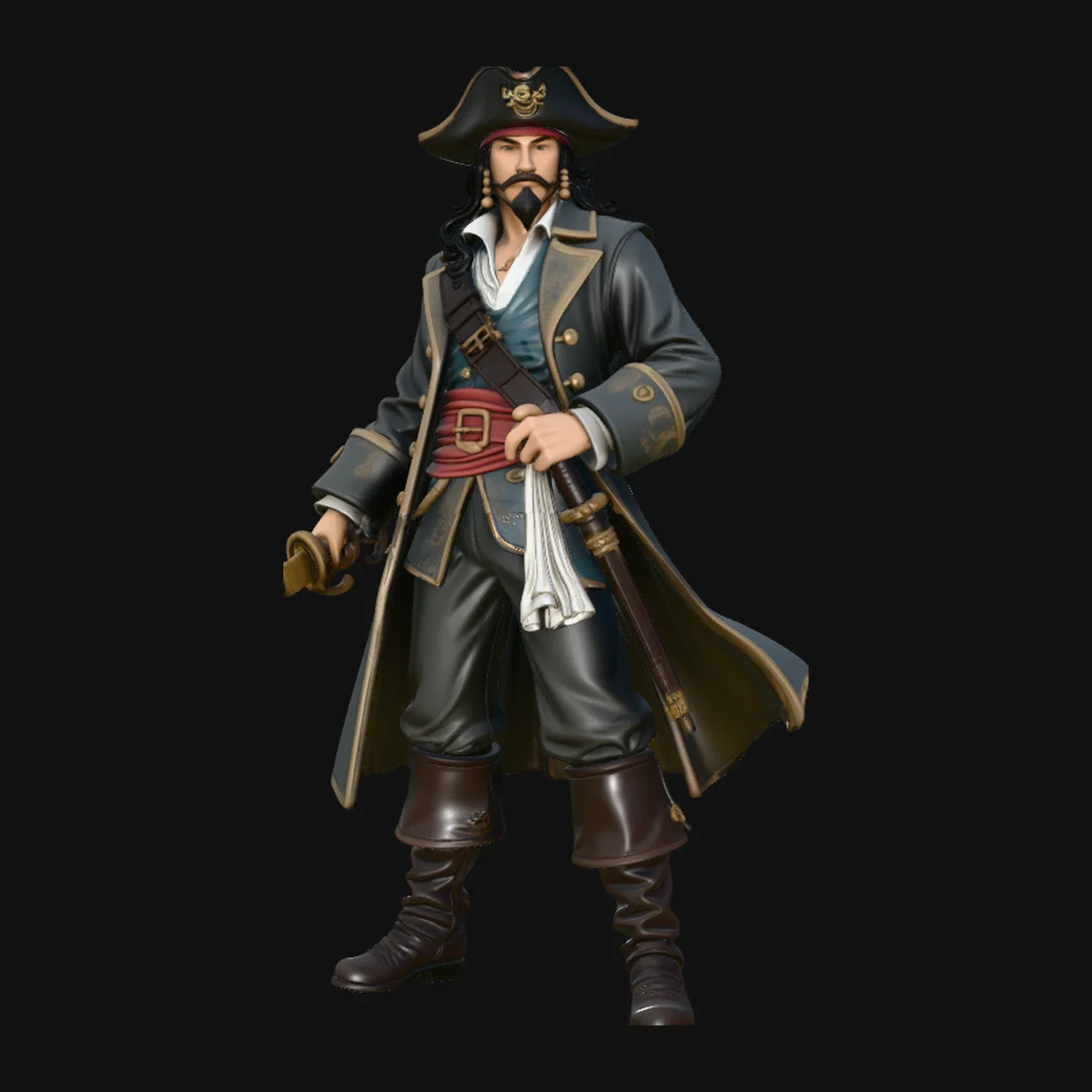 Cutlass Pirate Captain Statue Design 5