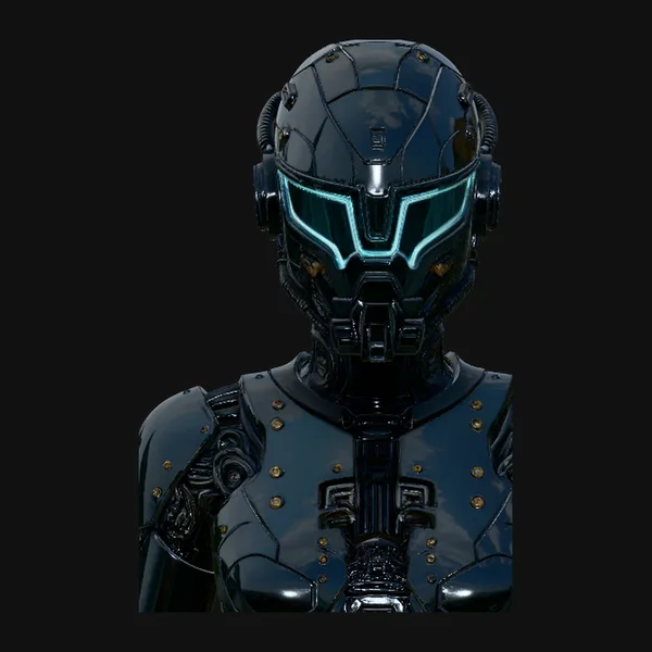 Cyborg Android Bust Statue Design 3