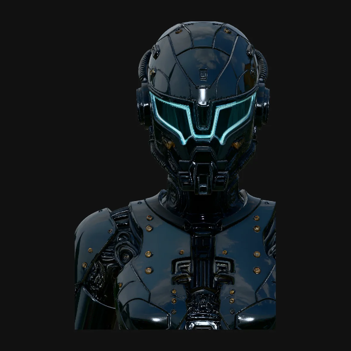 Cyborg Android Bust Statue Design 3